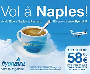 AÉROPORT, NICE NAPLES 58 €, avec FlyOnAir une lowcost régionale italienne