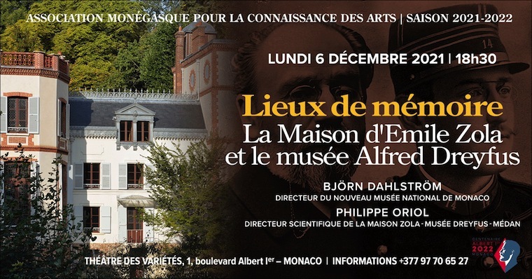 Conférence Lieux de mémoire, la maison d'Émile Zola et le musée Alfred Dreyfus - AMCA Monaco