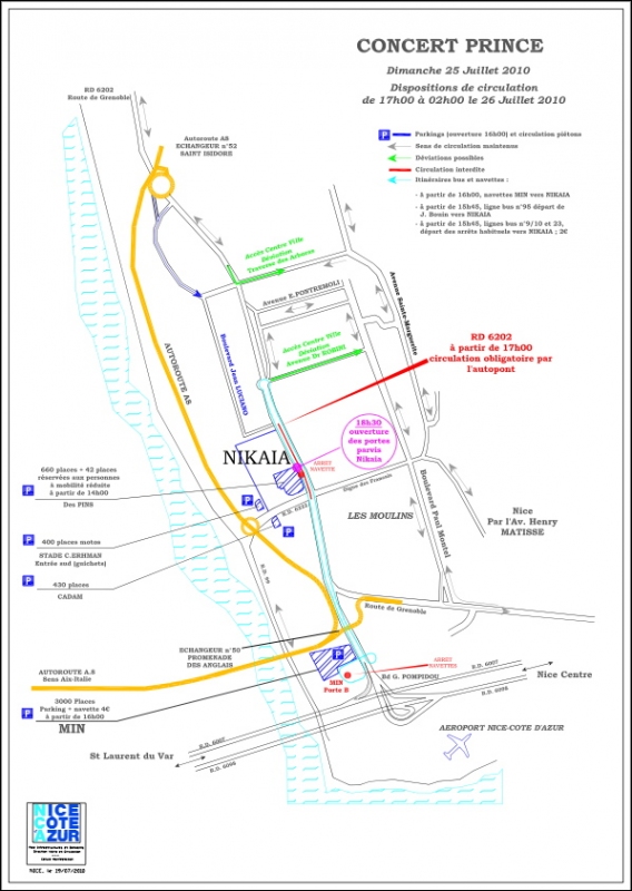 CONCERT de PRINCE::Plan de circulation et de stationnement concert-prince