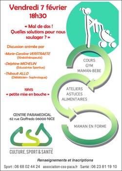 Nice Mal de Dos Rencontre-Débat avec l’association Culture Sport & Santé PACA:: css-paca