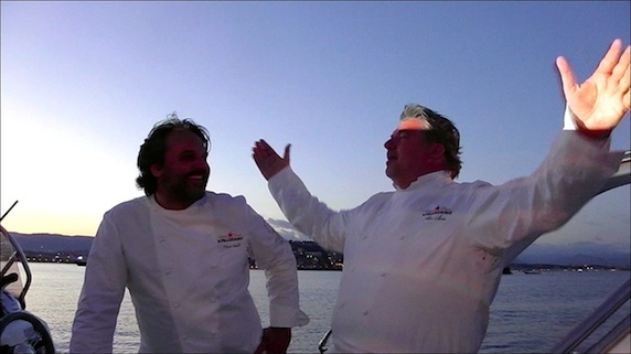 Les chefs inspirés Marco Stabile et Alain Llorca au large de Cannes