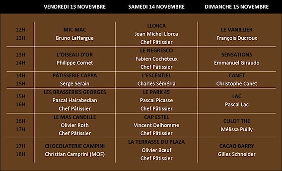 Nice Salon Chocolat & Saveurs d'Exception 2015 sur la Promenade des Anglais::Programme des démonstrations. salon-choc-demos